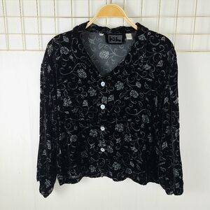 Kiko Velvet Burnout Silk-Blend Whimsigoth Lagenlook Vintage Top